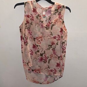 No Boundaries Pink Floral Sleeveless Blouse